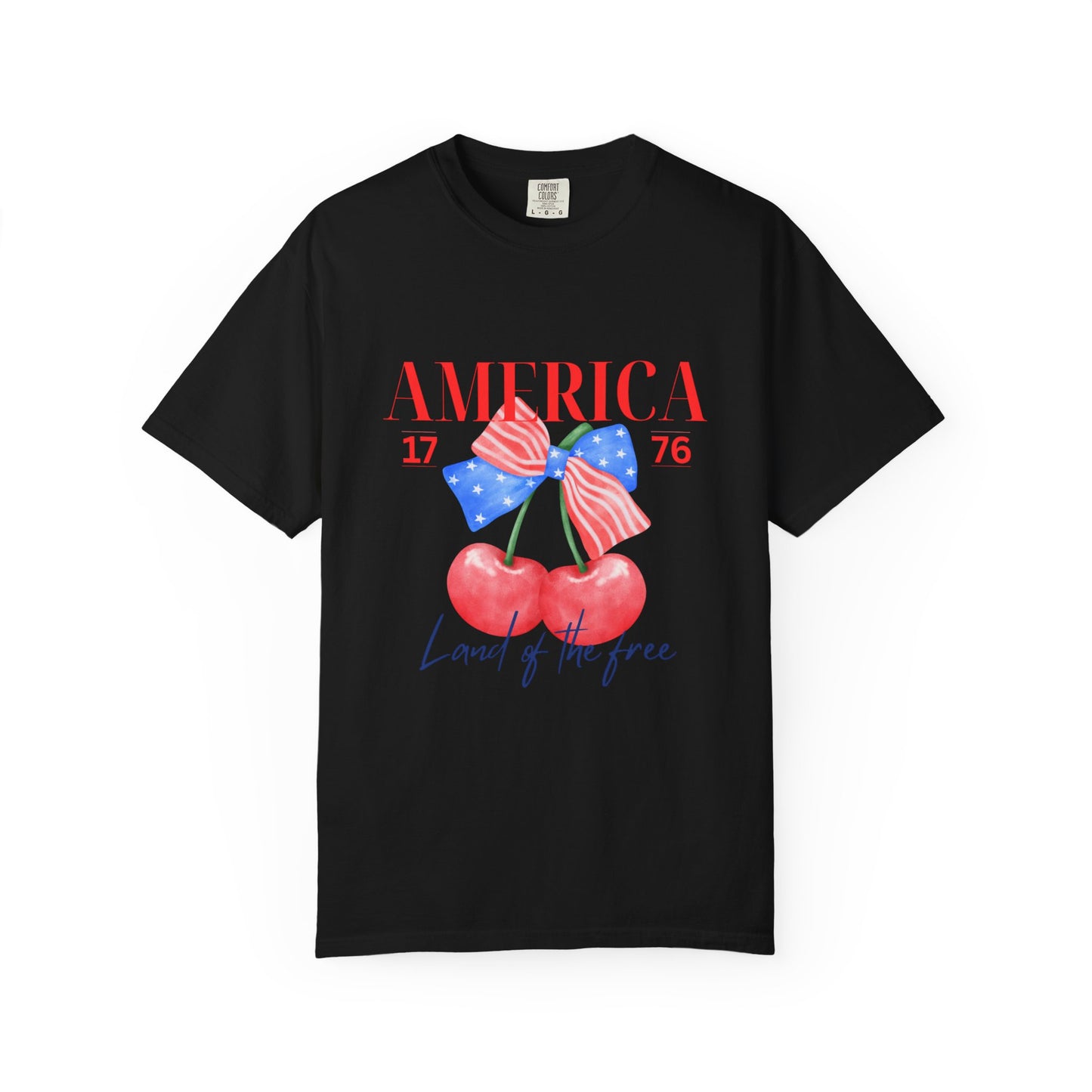 Patriotic Cherry T-Shirt, Unisex Garden-Dyed Tee, 4th of July Shirt, America Love T-Shirt, Summer Casual Wear