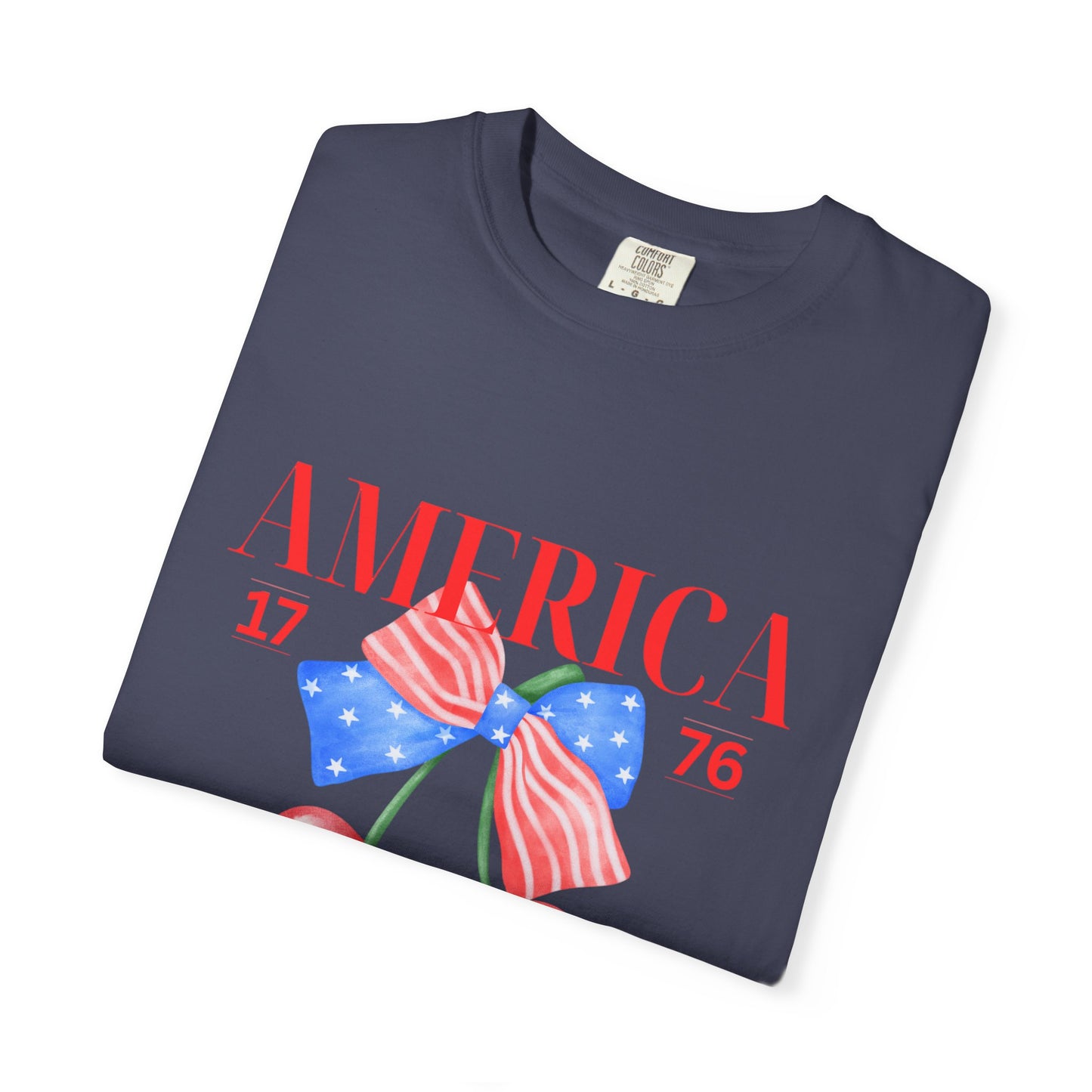 Patriotic Cherry T-Shirt, Unisex Garden-Dyed Tee, 4th of July Shirt, America Love T-Shirt, Summer Casual Wear