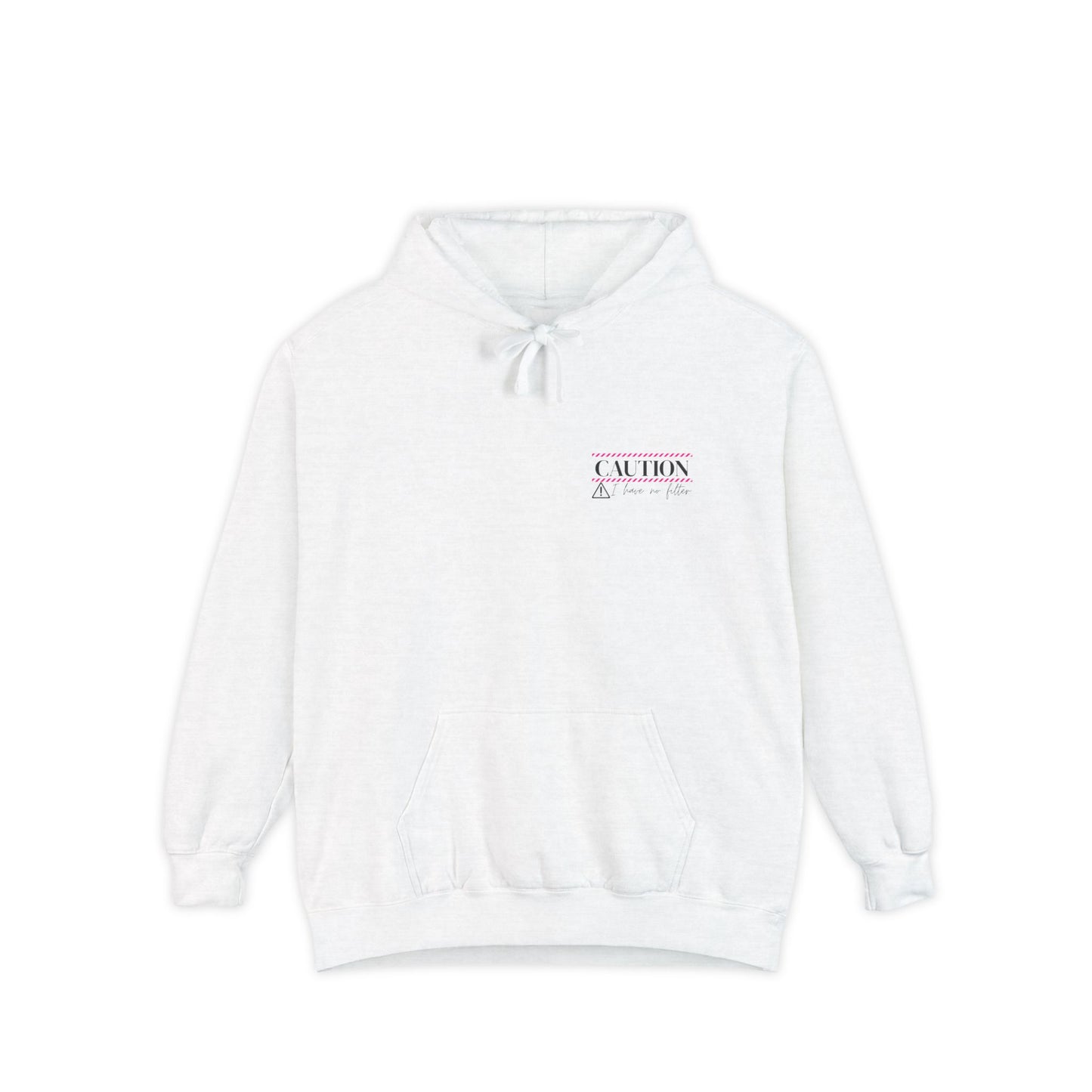 Caution No Filter Hoodie, Unisex Casual Sweatshirt, Funny Gift for Friends, Everyday Wear, Cozy Winter Apparel