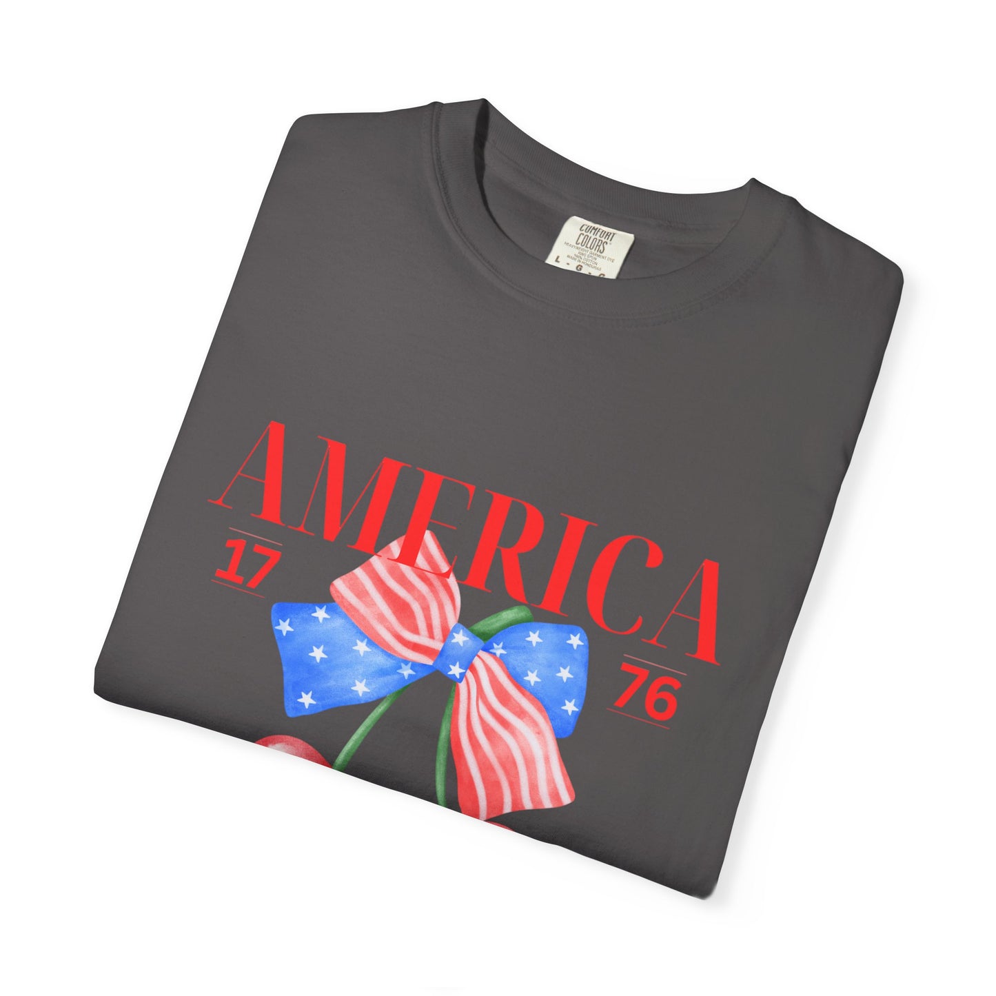 Patriotic Cherry T-Shirt, Unisex Garden-Dyed Tee, 4th of July Shirt, America Love T-Shirt, Summer Casual Wear