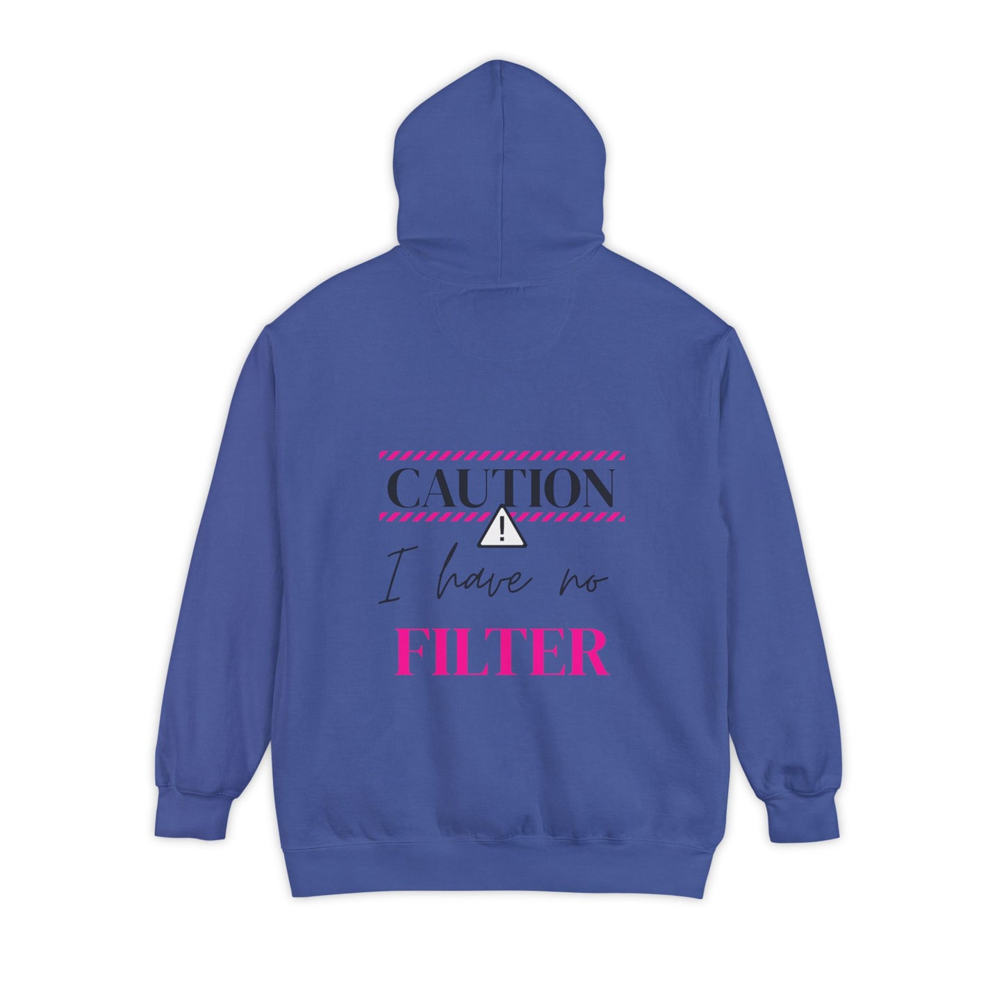 Caution No Filter Hoodie, Unisex Casual Sweatshirt, Funny Gift for Friends, Everyday Wear, Cozy Winter Apparel
