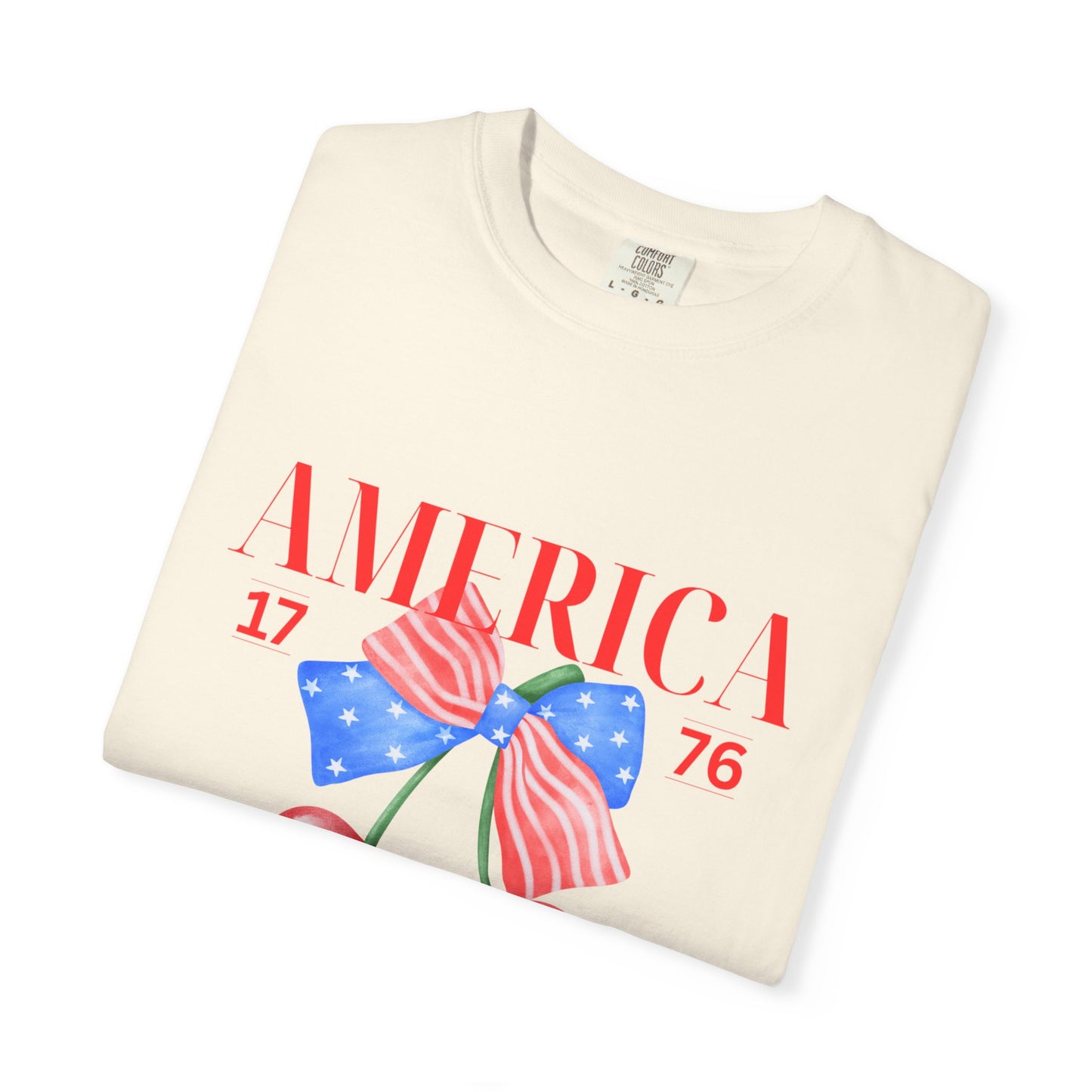 Patriotic Cherry T-Shirt, Unisex Garden-Dyed Tee, 4th of July Shirt, America Love T-Shirt, Summer Casual Wear