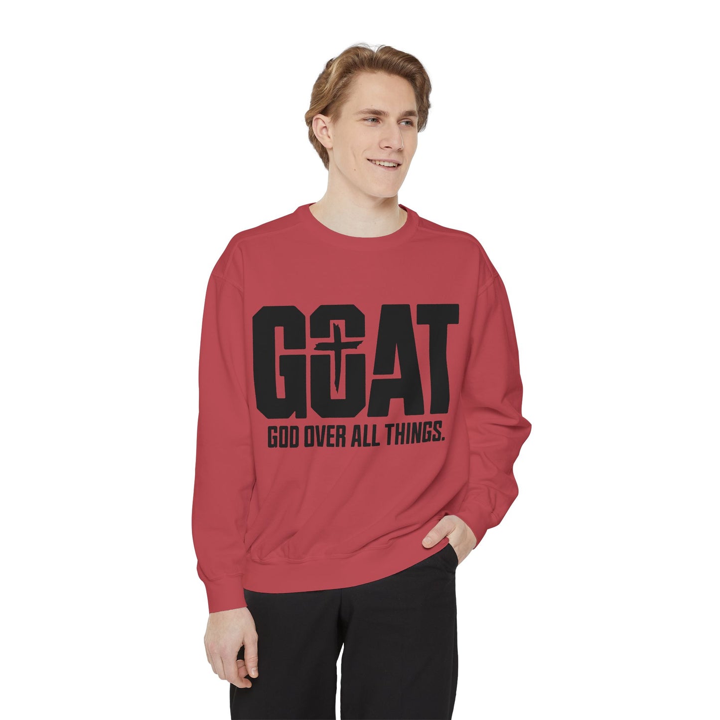 Unisex GOAT Sweatshirt - God Over All Things, Cozy Fashion, Inspirational Gift, Casual Wear, Spiritual Apparel