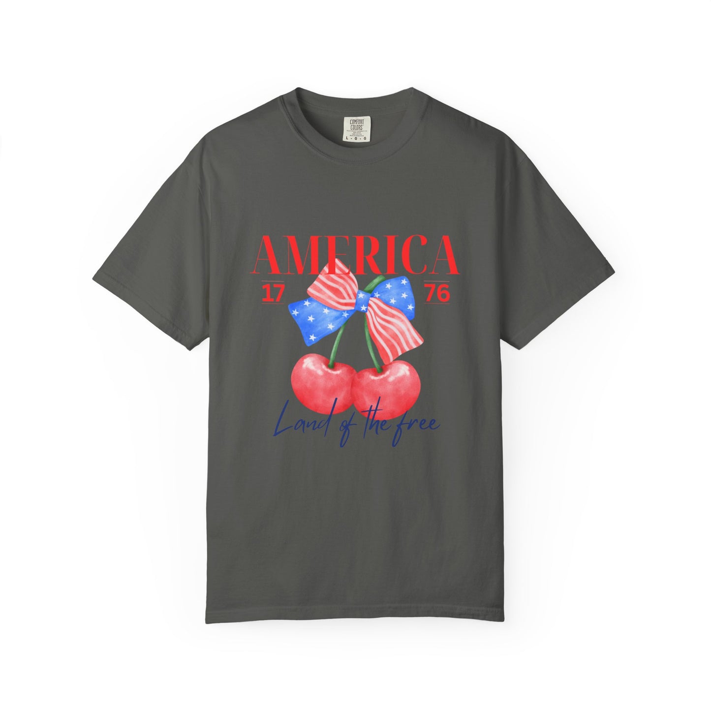 Patriotic Cherry T-Shirt, Unisex Garden-Dyed Tee, 4th of July Shirt, America Love T-Shirt, Summer Casual Wear