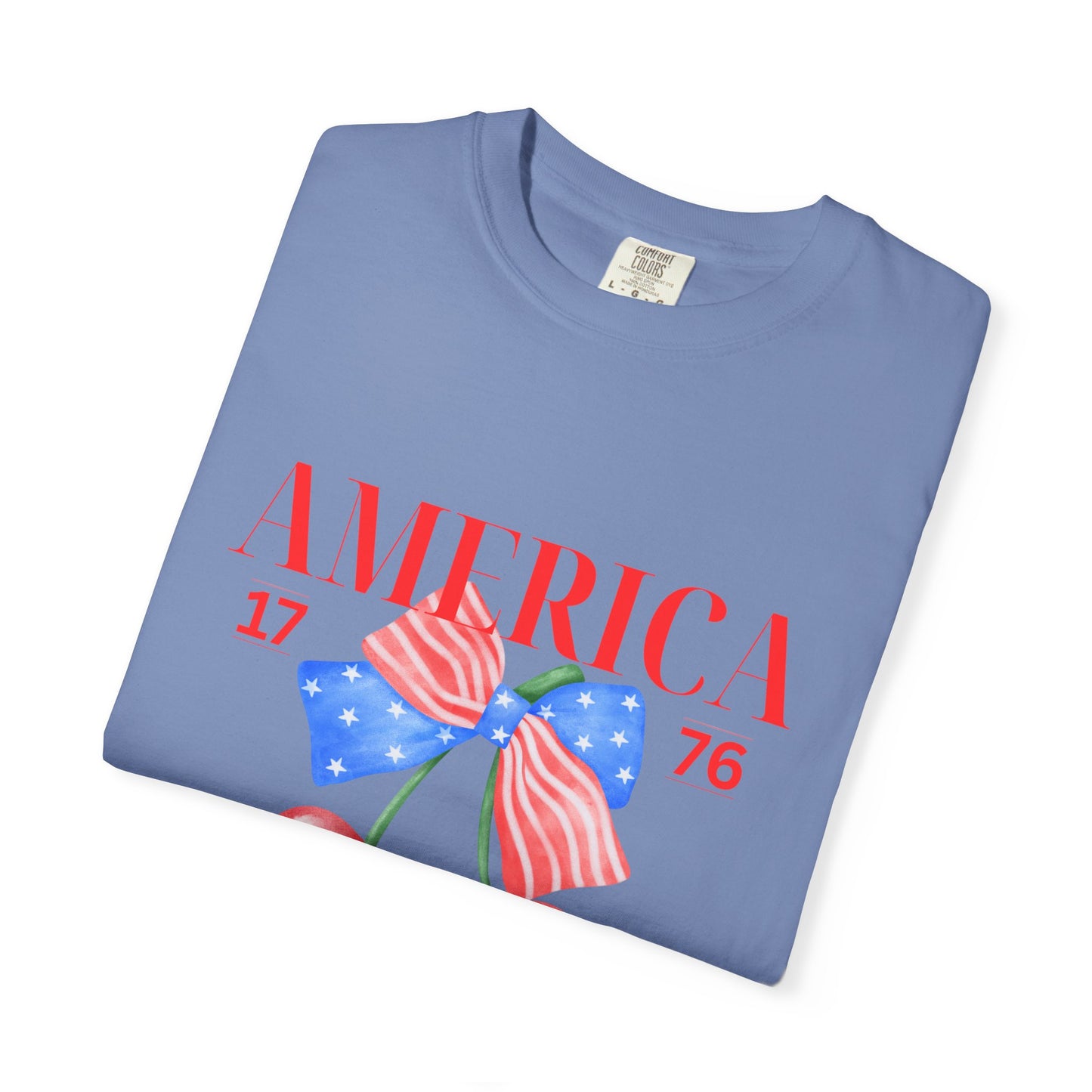 Patriotic Cherry T-Shirt, Unisex Garden-Dyed Tee, 4th of July Shirt, America Love T-Shirt, Summer Casual Wear