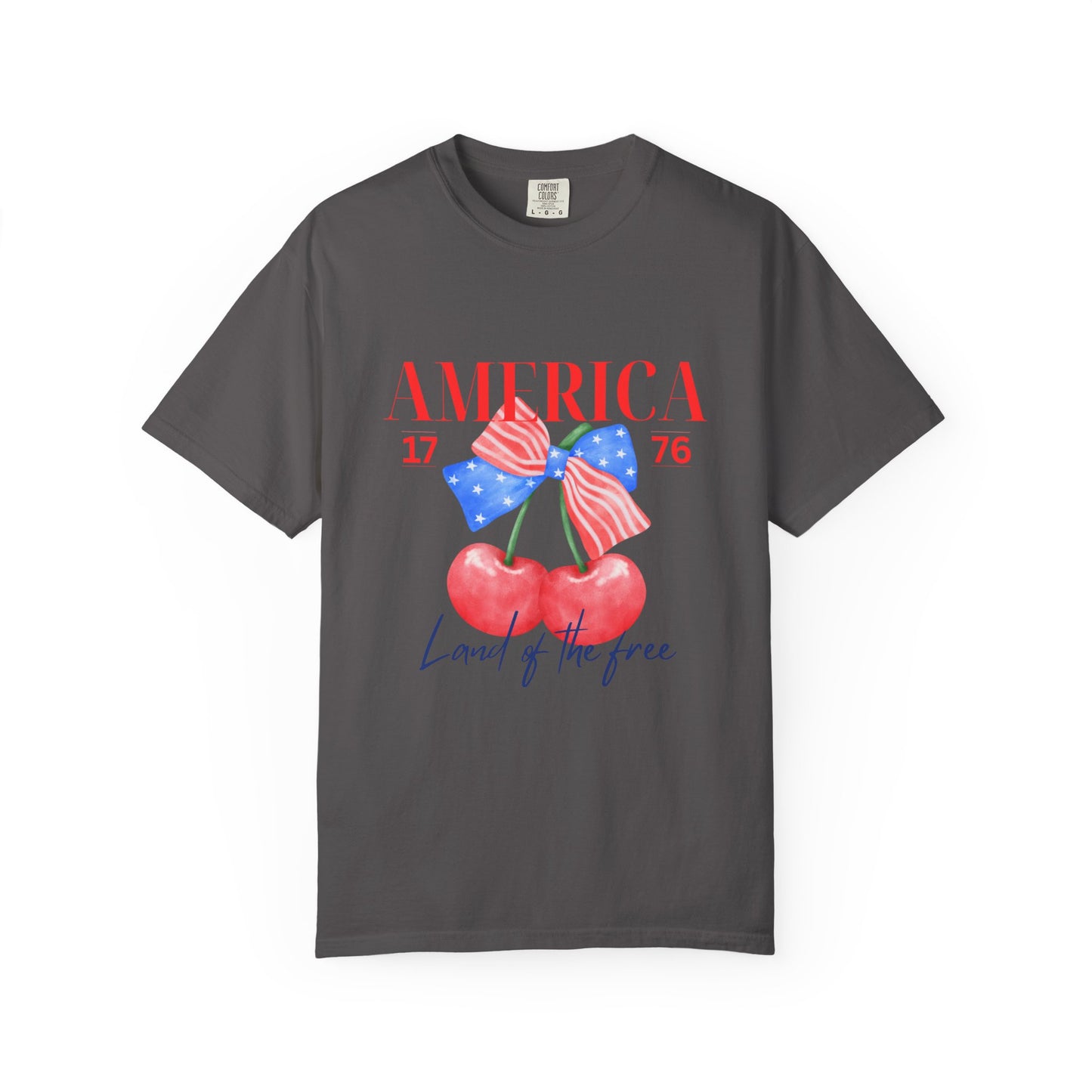 Patriotic Cherry T-Shirt, Unisex Garden-Dyed Tee, 4th of July Shirt, America Love T-Shirt, Summer Casual Wear
