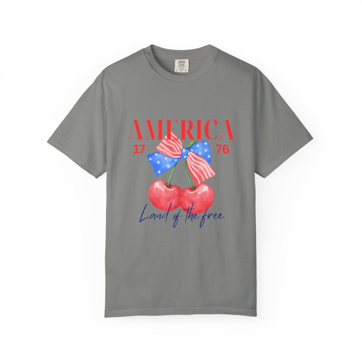 Patriotic Cherry T-Shirt, Unisex Garden-Dyed Tee, 4th of July Shirt, America Love T-Shirt, Summer Casual Wear