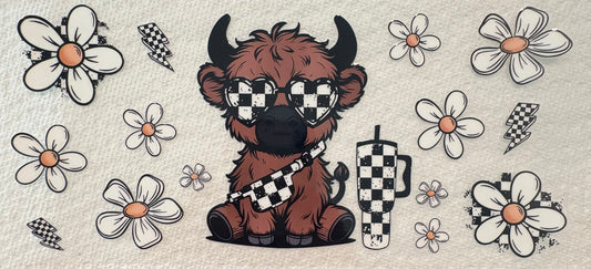 CHECKERED HIGHLAND COW