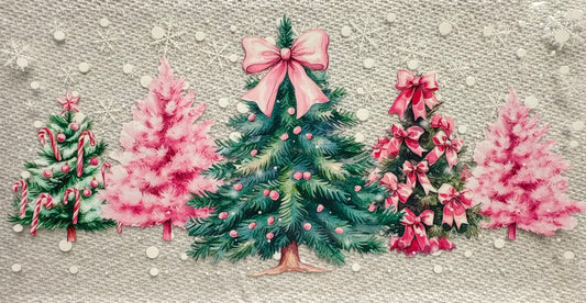 #1021 PINK & GREEN CHRISTMAS TREES