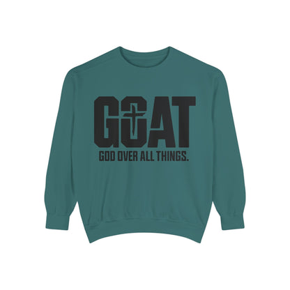 Unisex GOAT Sweatshirt - God Over All Things, Cozy Fashion, Inspirational Gift, Casual Wear, Spiritual Apparel