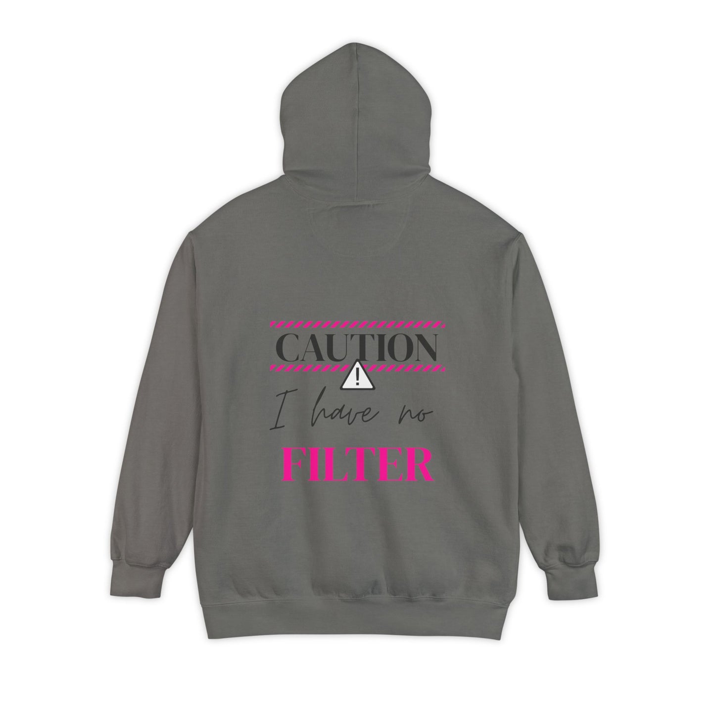 Caution No Filter Hoodie, Unisex Casual Sweatshirt, Funny Gift for Friends, Everyday Wear, Cozy Winter Apparel