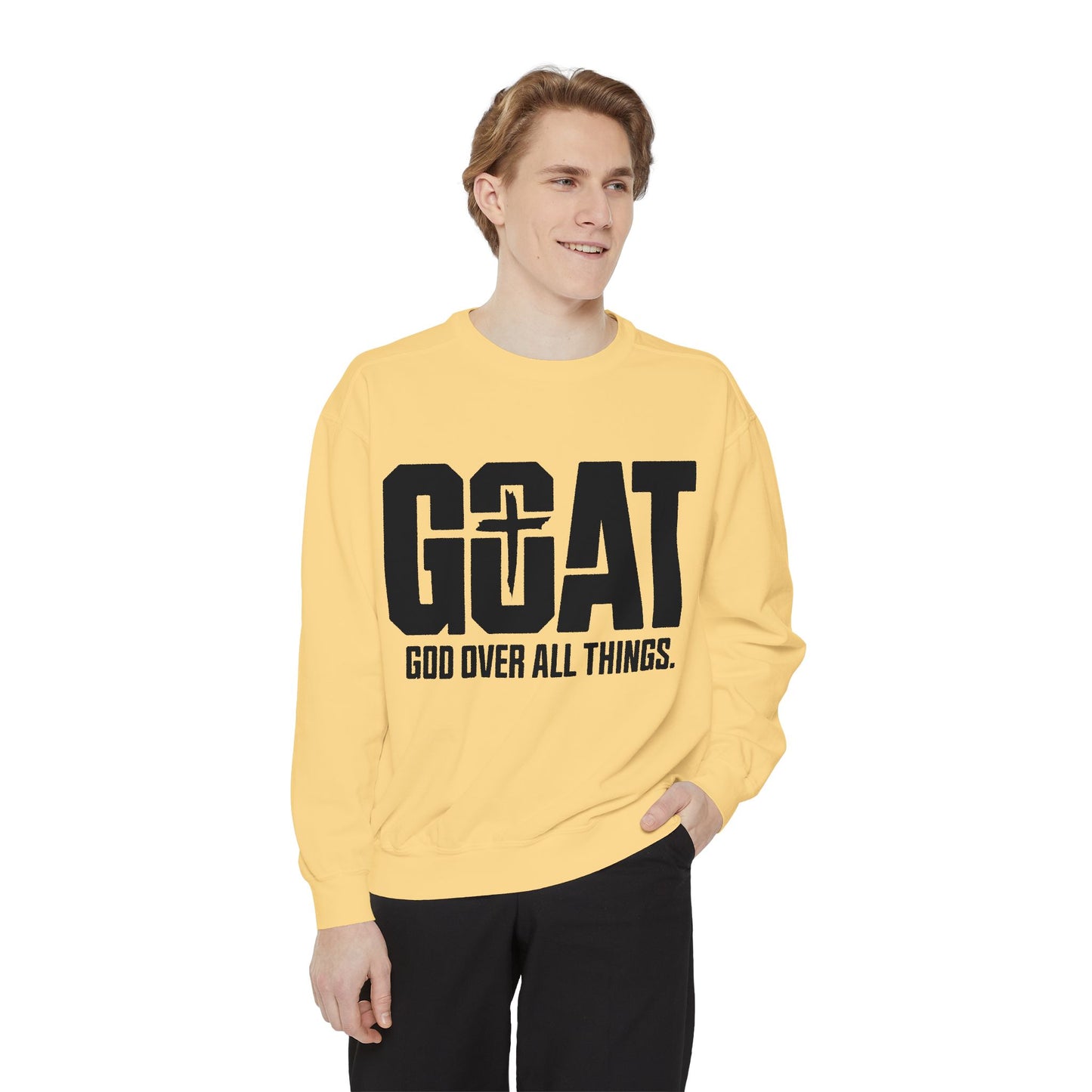 Unisex GOAT Sweatshirt - God Over All Things, Cozy Fashion, Inspirational Gift, Casual Wear, Spiritual Apparel