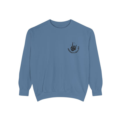 SOMEBODY'S FERAL WIFE Unisex Garment-Dyed Sweatshirt, Casual Lounge Wear, Unique Gift for Wives, Boho Style Sweater, Fun Statement Top