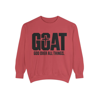 Unisex GOAT Sweatshirt - God Over All Things, Cozy Fashion, Inspirational Gift, Casual Wear, Spiritual Apparel