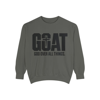 Unisex GOAT Sweatshirt - God Over All Things, Cozy Fashion, Inspirational Gift, Casual Wear, Spiritual Apparel