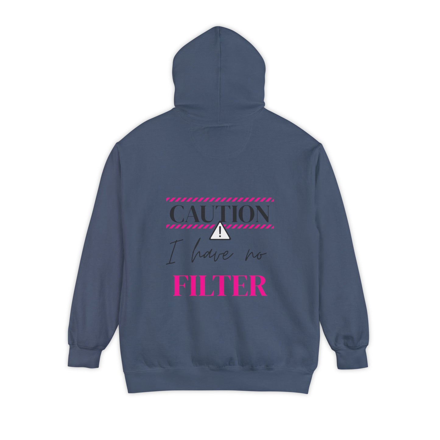 Caution No Filter Hoodie, Unisex Casual Sweatshirt, Funny Gift for Friends, Everyday Wear, Cozy Winter Apparel