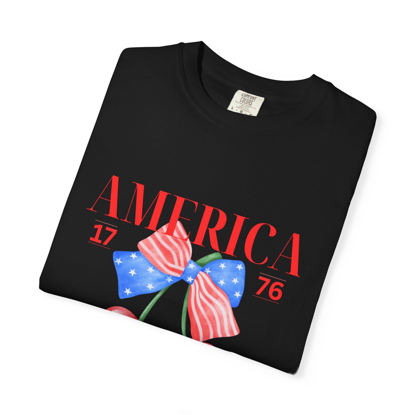 Patriotic Cherry T-Shirt, Unisex Garden-Dyed Tee, 4th of July Shirt, America Love T-Shirt, Summer Casual Wear