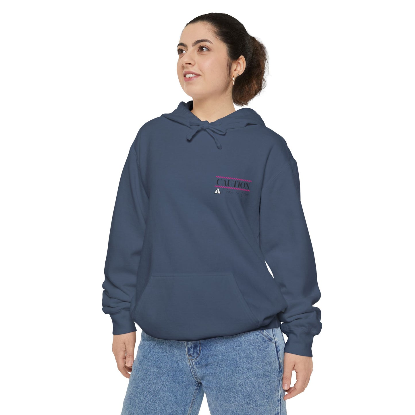 Caution No Filter Hoodie, Unisex Casual Sweatshirt, Funny Gift for Friends, Everyday Wear, Cozy Winter Apparel