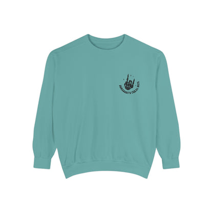 SOMEBODY'S FERAL WIFE Unisex Garment-Dyed Sweatshirt, Casual Lounge Wear, Unique Gift for Wives, Boho Style Sweater, Fun Statement Top