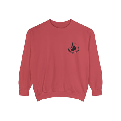SOMEBODY'S FERAL WIFE Unisex Garment-Dyed Sweatshirt, Casual Lounge Wear, Unique Gift for Wives, Boho Style Sweater, Fun Statement Top