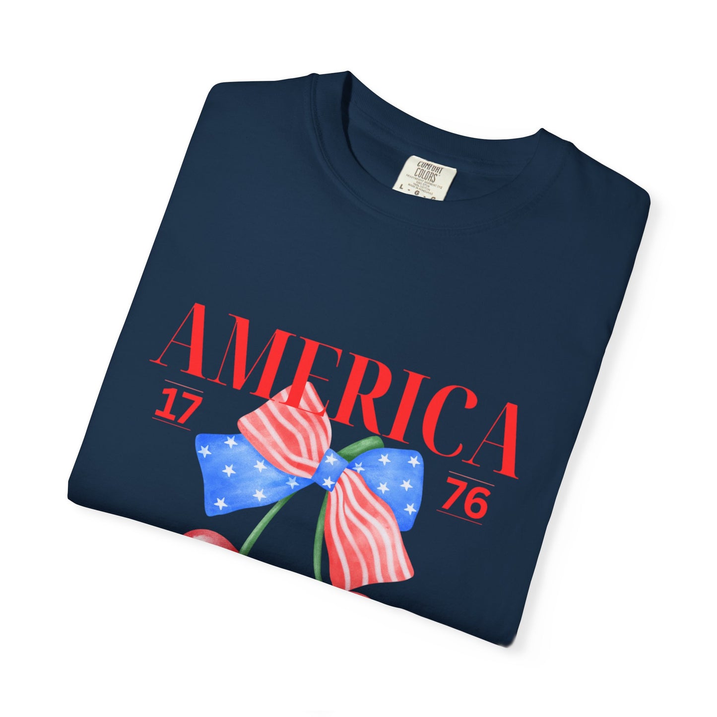 Patriotic Cherry T-Shirt, Unisex Garden-Dyed Tee, 4th of July Shirt, America Love T-Shirt, Summer Casual Wear