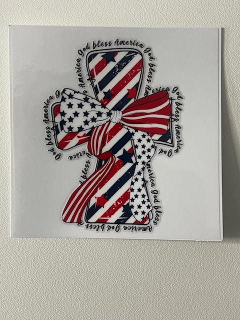 GOD BLESS AMERICA WITH CROSS