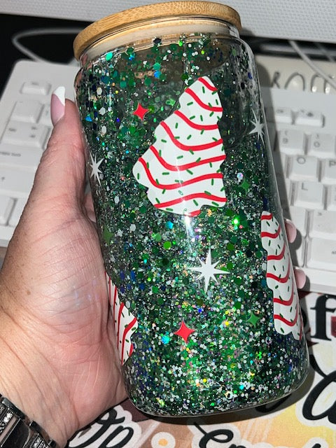 16 OZ PREMADE GLASS CHRISTMAS DEBBIE CAKES