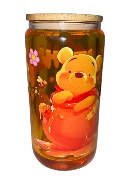 POOH BEAR HONEY 16 OZ GLASS PREMADE
